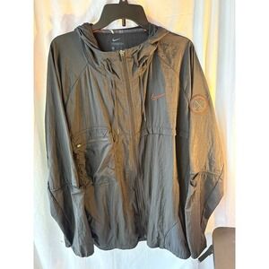 Nike Mens XL Windbreaker Jacket Full‎ Zip Hooded Black Orange CU4118-010